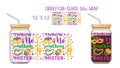 Throw me somethig mister. Mardi Gras design with cocktails and confetti. Printable Full wrap for libby glass can.