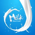 Pour milk, background, template for advertisement.