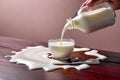 Pour milk food pouring spilled liquid Royalty Free Stock Photo