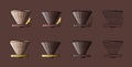 Pour over alternative coffee maker. V coffee cone vector illustration on brown background. Royalty Free Stock Photo