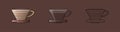 Pour over coffee maker dripper icon. Vector illustration. Black line on brown background