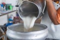 Pour raw milk Royalty Free Stock Photo