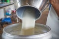 Pour raw milk