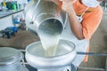 Pour raw milk Royalty Free Stock Photo