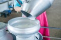 Pour raw milk Royalty Free Stock Photo