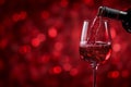 Pour red wine on red background. Generative ai Royalty Free Stock Photo