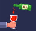 pour red wine from a bottle into a glass. Royalty Free Stock Photo