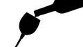 Pour wine into a glass silhouette black and white image on a white background,illustration,wine glass icon.