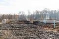 Poured basement foundation for a new house cement development industrial site