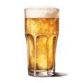 Realistic Watercolor Drawing Of A Lager Beer Glass