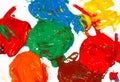 Poured paint of different colors. Gouache, acrylic. Royalty Free Stock Photo