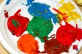 Poured paint of different colors. Gouache, acrylic. Royalty Free Stock Photo