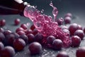 Poured purple sparkling juice, grapes, product shot AI Generated