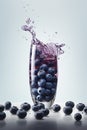 Poured sparkling Blueberry juice AI generated