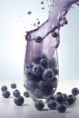 Poured sparkling Blueberry juice AI generated
