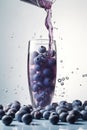 Poured sparkling Blueberry juice AI generated