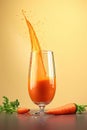 Poured sparkling carrot juice, carrots Ai generated