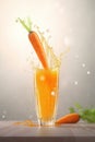 Poured sparkling carrot juice, carrots Ai generated