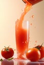 Poured sparkling tomato juice, tomatoes AI generated Royalty Free Stock Photo