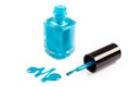 Poured turquoise nail polish isolated on white background. Royalty Free Stock Photo