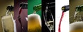 Pouring alcoholic drinks in glasses photo collage Royalty Free Stock Photo