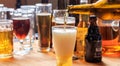 Pouring beer in a glass of beer on a pub background Royalty Free Stock Photo