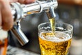 Pouring beer into a glass in a pab. AI generative Royalty Free Stock Photo