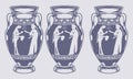 Pouring Black and White Oinochoe Vector Illustration - Ancient Greek Wine Jug Element Royalty Free Stock Photo