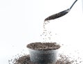 Pouring chia seeds