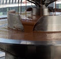 Pouring chocolate in a chocolate factory