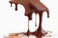 Pouring chocolate dripping isolated on transparent or white background