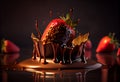 Pouring chocolate over fresh yummy strawberry, AI Generated Royalty Free Stock Photo