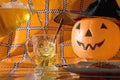 Pouring cider on halloween Royalty Free Stock Photo