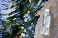 Pouring clear water on nature background copy space Royalty Free Stock Photo