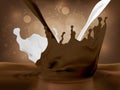 Pouring cocoa, chocolate and milk Royalty Free Stock Photo