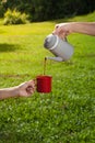 Pouring coffee Royalty Free Stock Photo