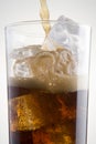 Pouring Cola Into A Glass Of Ice Royalty Free Stock Photo