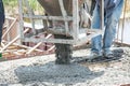 Pouring concrete works at construction site Royalty Free Stock Photo