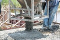 Pouring concrete works at construction site Royalty Free Stock Photo