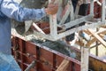 Pouring concrete works at construction site Royalty Free Stock Photo