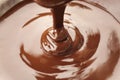 Pouring delicious melted milk chocolate,