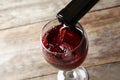 Pouring delicious red wine into glass Royalty Free Stock Photo