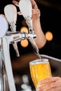 Pouring a Draft Blonde Beer from the Tap Royalty Free Stock Photo