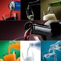 Pouring drinks into glasses photo collection Royalty Free Stock Photo