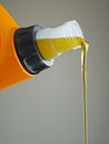 Pouring engine oil isolated on grey background 3d illustration