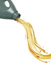 Pouring engine oil from a plastic canister isolated on a white background Royalty Free Stock Photo