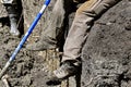 Pouring fresh of a garage foundation while a worker takes a break Royalty Free Stock Photo