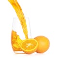 Pouring fresh orange juice into a glass Royalty Free Stock Photo