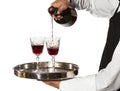 Pouring glasses of wine