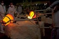 Pouring gold Buddha statue